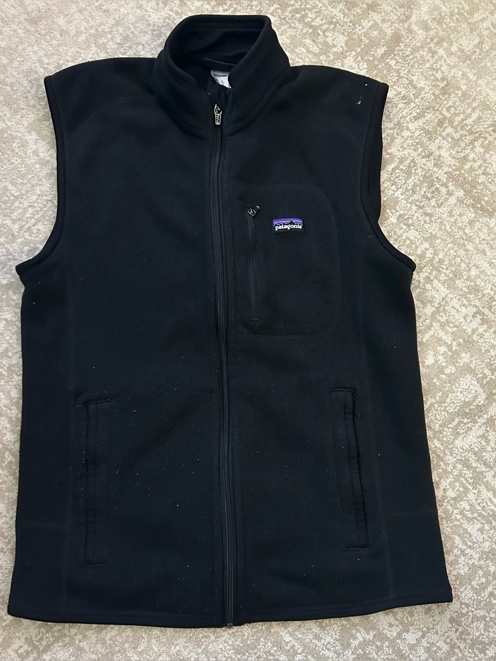 Patagonia Men’s Medium Black Full-Zip Fleece Vest Chest Pocket